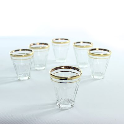 Vintage Gold Rim Drinking Glasses, Czechoslovakia, 1960s, Set of 6-UL-1174559