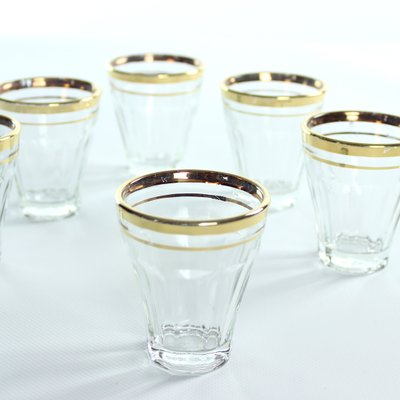 Vintage Gold Rim Drinking Glasses, Czechoslovakia, 1960s, Set of 6-UL-1174559