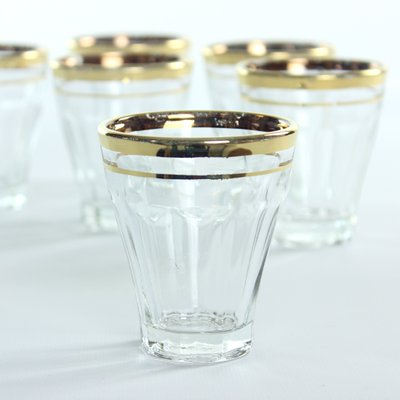 Vintage Gold Rim Drinking Glasses, Czechoslovakia, 1960s, Set of 6-UL-1174559