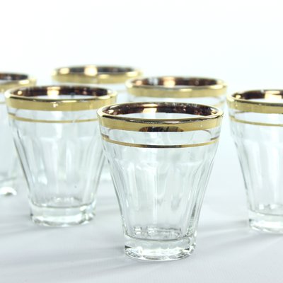 Vintage Gold Rim Drinking Glasses, Czechoslovakia, 1960s, Set of 6-UL-1174559