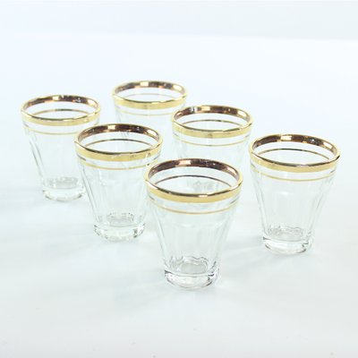 Vintage Gold Rim Drinking Glasses, Czechoslovakia, 1960s, Set of 6-UL-1174559