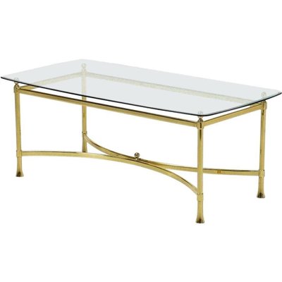 Vintage Golden Brass Coffee Table, Italy, 1950s-ZCI-752041