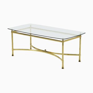 Vintage Golden Brass Coffee Table, Italy, 1950s-ZCI-752041