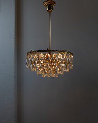 Vintage Golden Brass & Crystal Chandelier by Bakalowits & Söhne, Austria, 1960s-HVJ-2026493