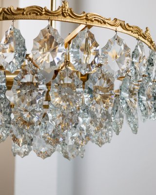 Vintage Golden Brass & Crystal Chandelier by Bakalowits & Söhne, Austria, 1960s-HVJ-2026493