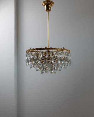 Vintage Golden Brass & Crystal Chandelier by Bakalowits & Söhne, Austria, 1960s-HVJ-2026493