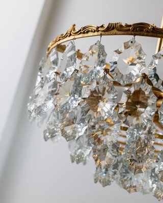 Vintage Golden Brass & Crystal Chandelier by Bakalowits & Söhne, Austria, 1960s-HVJ-2026493