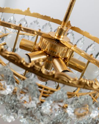 Vintage Golden Brass & Crystal Chandelier by Bakalowits & Söhne, Austria, 1960s-HVJ-2026493