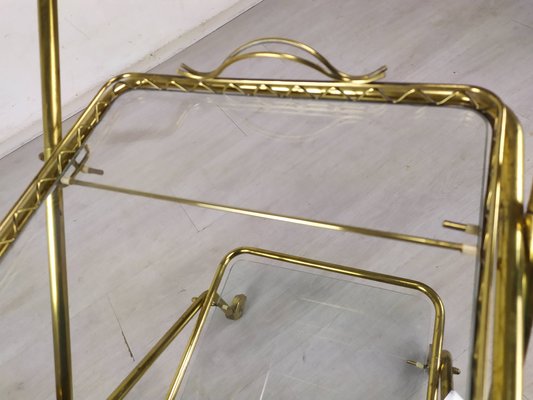 Vintage Golden Brass & Glass Trolley-EAD-1286947