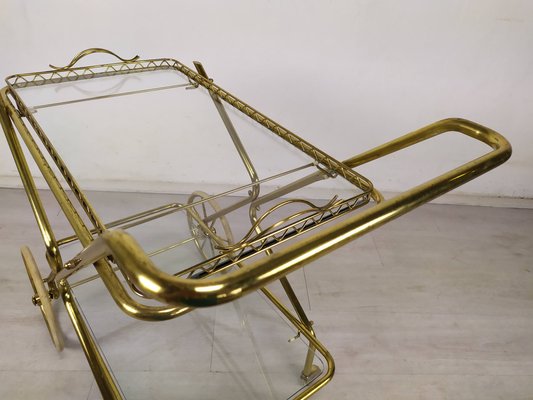 Vintage Golden Brass & Glass Trolley-EAD-1286947