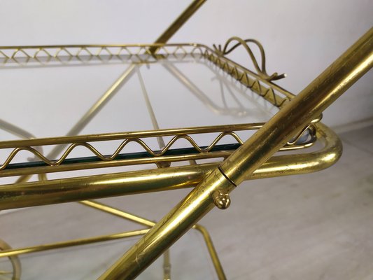 Vintage Golden Brass & Glass Trolley-EAD-1286947