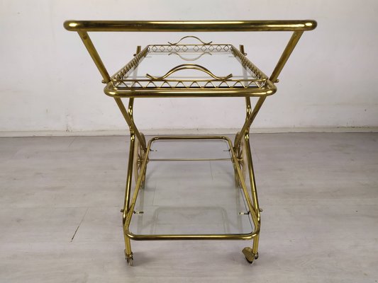 Vintage Golden Brass & Glass Trolley-EAD-1286947