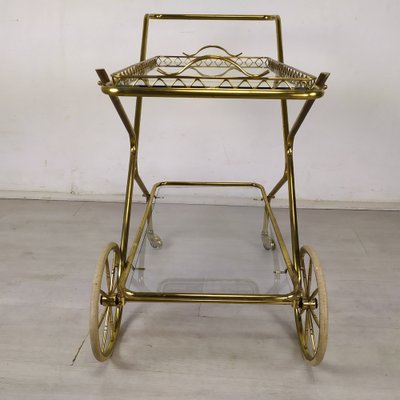 Vintage Golden Brass & Glass Trolley-EAD-1286947