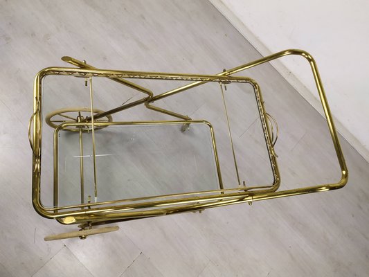 Vintage Golden Brass & Glass Trolley-EAD-1286947