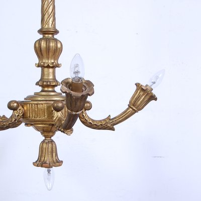 Vintage Golden Wood Chandelier, 1930s-XSG-1734278