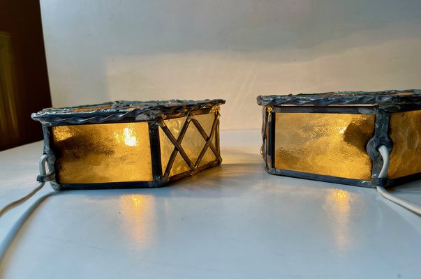 Vintage Gothic Stained Glass Wall Sconces, 1970s, Set of 2-LCR-1787518