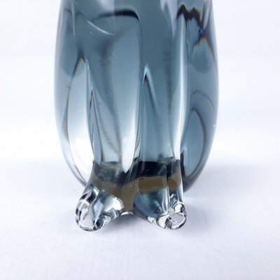 Vintage Gray and Clear Murano Glass Dog Sculpture-WQC-843060