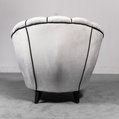 Vintage Gray Velvet Armchair, 1950s-ZLY-1240478