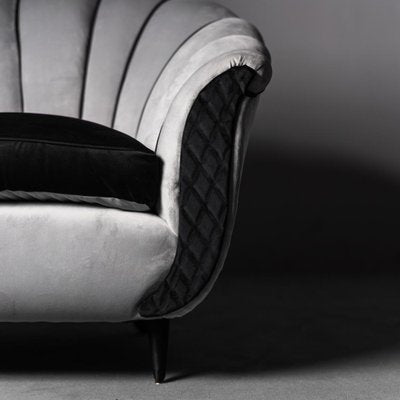 Vintage Gray Velvet Armchair, 1950s-ZLY-1240478