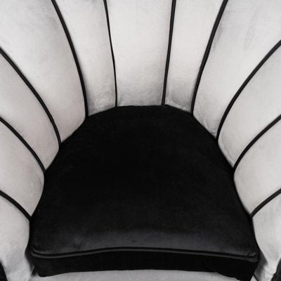 Vintage Gray Velvet Armchair, 1950s-ZLY-1240478