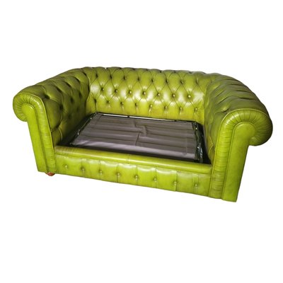 Vintage Green Buttoned Skai Chesterfield Sofa Bed-TCS-1784132