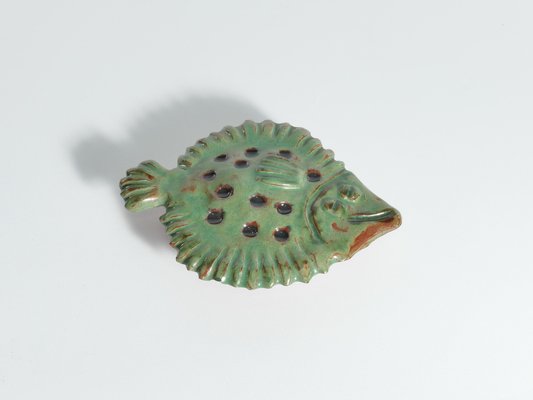 Vintage Green Ceramic Flounder Fish by Allan Hellman, Sweden, 1981-RUK-1758041