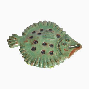 Vintage Green Ceramic Flounder Fish by Allan Hellman, Sweden, 1981-RUK-1758041