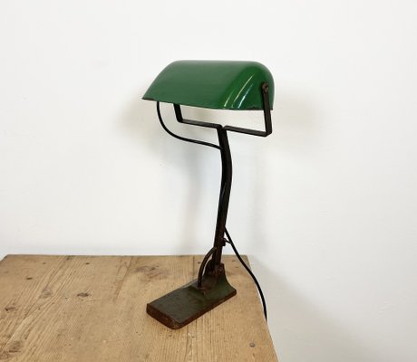 Vintage Green Enamel Bank Lamp from Astral, 1930s-CGF-986332