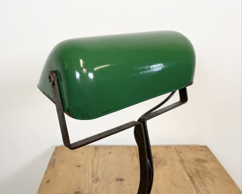 Vintage Green Enamel Bank Lamp from Astral, 1930s-CGF-986332