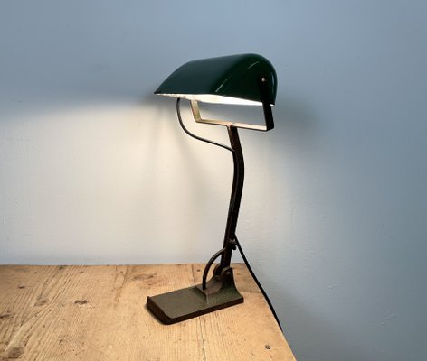 Vintage Green Enamel Bank Lamp from Astral, 1930s-CGF-986332