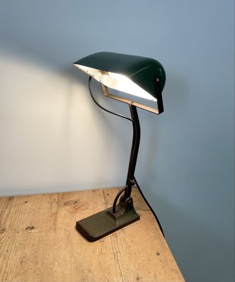 Vintage Green Enamel Bank Lamp from Astral, 1930s-CGF-986332