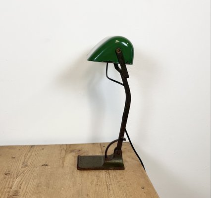 Vintage Green Enamel Bank Lamp from Astral, 1930s-CGF-986332