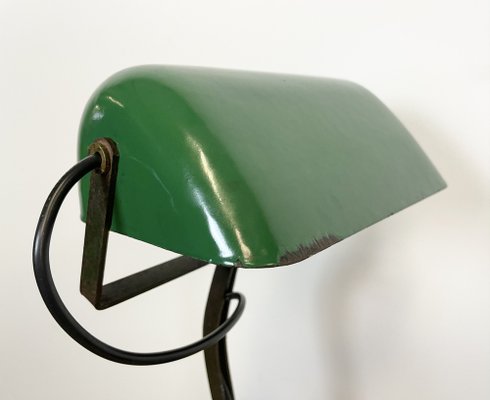 Vintage Green Enamel Bank Lamp from Astral, 1930s-CGF-986332