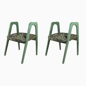 Vintage Green Flower Stools, Set of 2-UJQ-744222