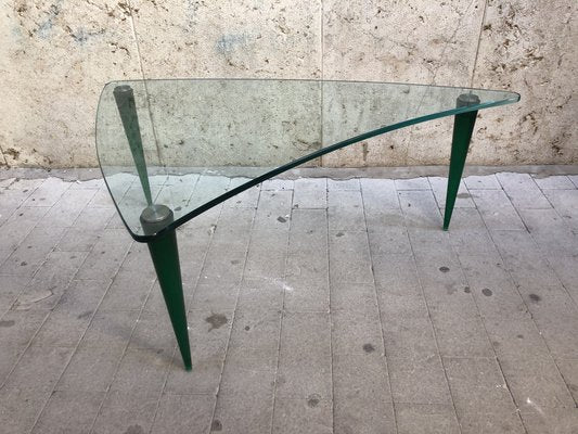 Vintage Green Glass Coffee Table, 1960s-OLY-1034891