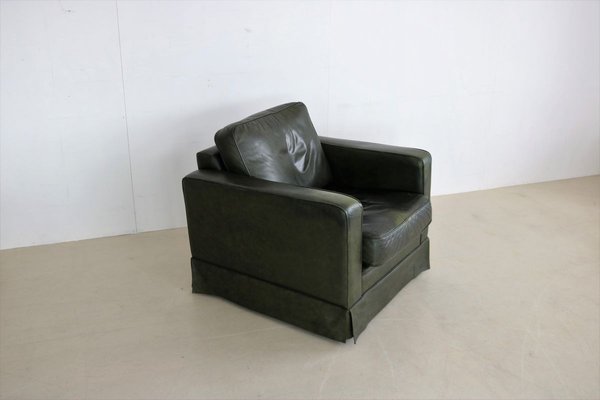 Vintage Green Leather Club Chair-FUN-914049