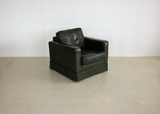 Vintage Green Leather Club Chair-FUN-914049