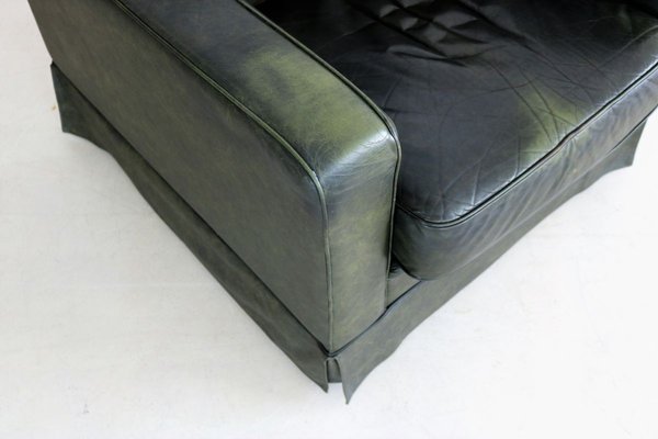 Vintage Green Leather Club Chair-FUN-914049