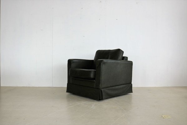 Vintage Green Leather Club Chair-FUN-914049