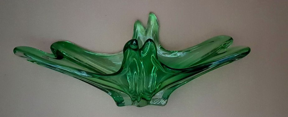 Vintage Green Murano Glass Bowl, 1950s-QDP-894432