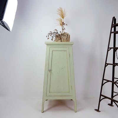 Vintage Green Patinated Wood Pedestal Cabinet-NYF-2018934