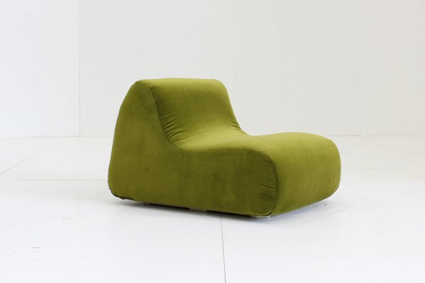 Vintage Green Velvet Lounge Chair, Italy, 1970s-HFL-1813595