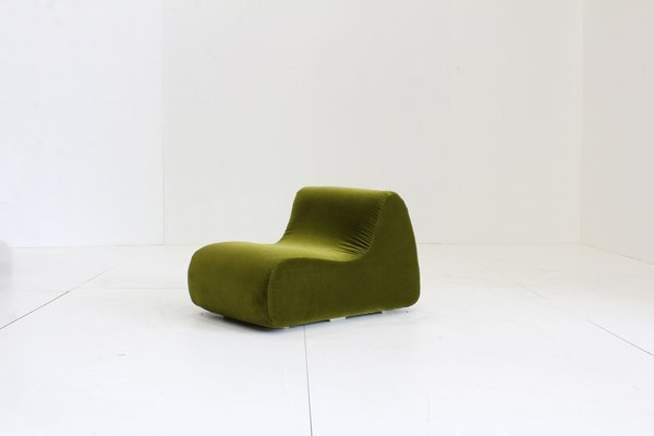 Vintage Green Velvet Lounge Chair, Italy, 1970s-HFL-1813595