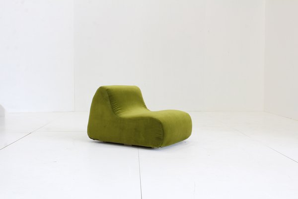 Vintage Green Velvet Lounge Chair, Italy, 1970s-HFL-1813595