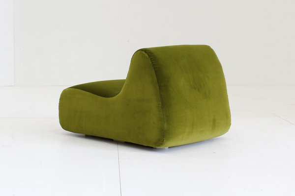 Vintage Green Velvet Lounge Chair, Italy, 1970s-HFL-1813595