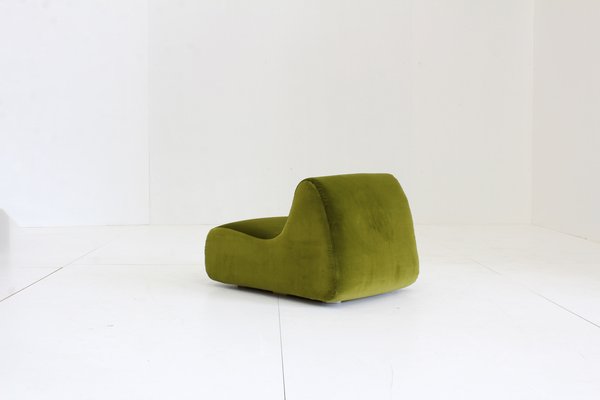 Vintage Green Velvet Lounge Chair, Italy, 1970s-HFL-1813595