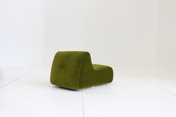 Vintage Green Velvet Lounge Chair, Italy, 1970s-HFL-1813595