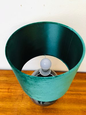 Vintage Green Velvet Screen Ceramic Lamp, 1980s-RZY-1416964