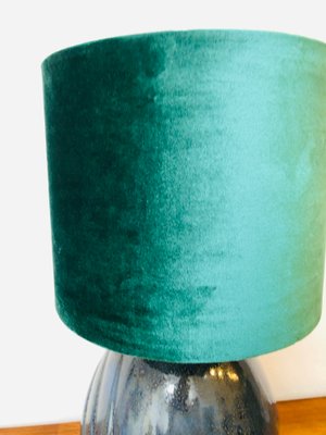 Vintage Green Velvet Screen Ceramic Lamp, 1980s-RZY-1416964