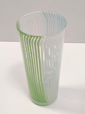 Vintage Green, White and Light Blue Murano Glass Vase attributed to Dino Martens, 1950s-JPQ-2035655